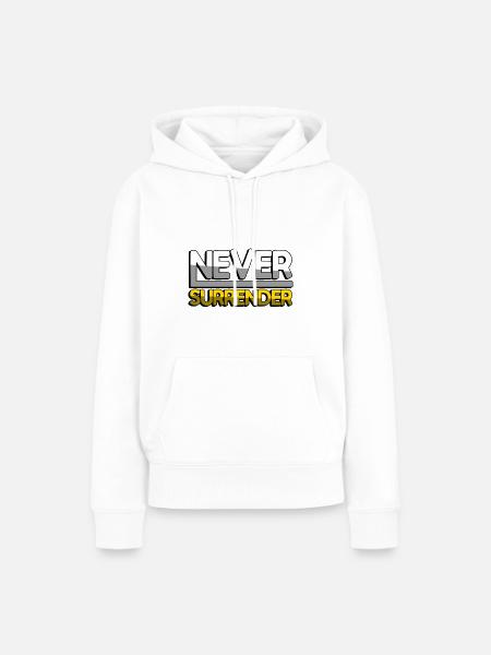 NEVER SURRENDER (Gelb) - Gaming - Frauen Premium Bio Hoodie - Weiß