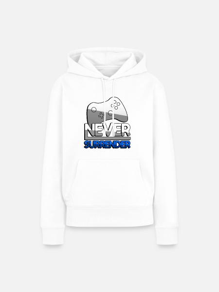 NEVER SURRENDER (Blau) + Controller - Gaming - Frauen Premium Bio Hoodie - Weiß