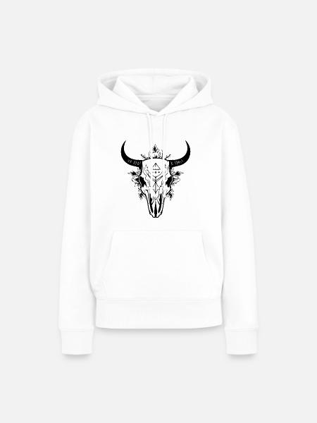 Kuh Schädel Boho - Frauen Premium Bio Hoodie - Weiß