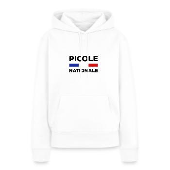 PICOLE NATIONALE - Sweat à capuche Premium bio Femme - blanc - Devant - Julia (174cm)