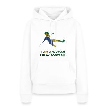 Frauenfußball - Frauen Premium Bio Hoodie - Weiß - Vorne - Julia (174cm)