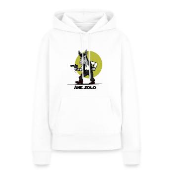 Le fameux ÂNE SOLO ! - Sweat à capuche Premium bio Femme - blanc - Devant - Julia (174cm)