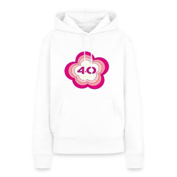 40. 40 JAHRE. 40-JÄHRIGES JUBILÄUM. GEBURTSTAG 40 JAHRE. - Frauen Premium Bio Hoodie - Weiß - Vorne - Julia (174cm)
