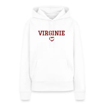 Virginie cœur - Sweat à capuche Premium bio Femme - blanc - Devant - Julia (174cm)