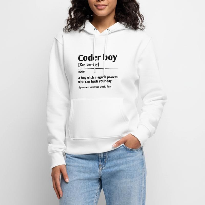 Coder Boy Definition Noun Software Developer Progr Frauen Premium Bio Hoodie