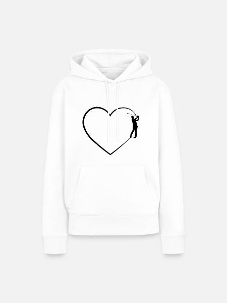 Herz 2 und Golf - - Frauen Premium Bio Hoodie - Weiß