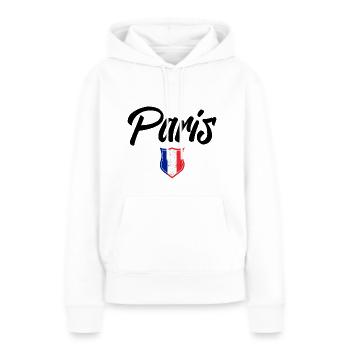 PARIS - Sweat à capuche Premium bio Femme - blanc - Devant - Julia (174cm)