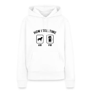 Comment dire l’heure à PM - (2) - Sweat à capuche Premium bio Femme - blanc - Devant - Julia (174cm)