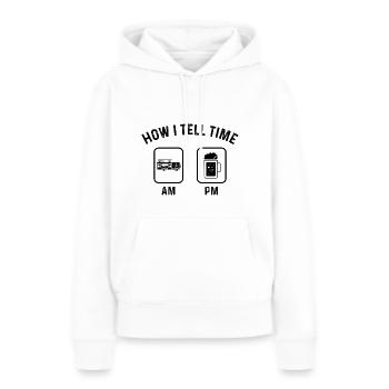 Comment dire l’heure sur PM 1 - (2) - Sweat à capuche Premium bio Femme - blanc - Devant - Julia (174cm)
