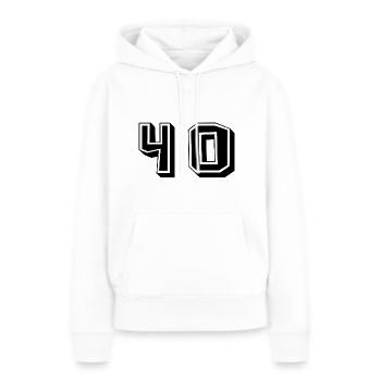 40 JAHRE. 40-jähriges JUBILÄUM. JUBILÄUM 40 JAHRE. 40 - Frauen Premium Bio Hoodie - Weiß - Vorne - Julia (174cm)