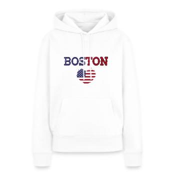 Boston - Sweat à capuche Premium bio Femme - blanc - Devant - Julia (174cm)