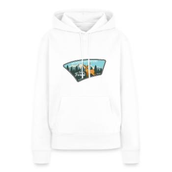 Aventure en plein air - Sweat à capuche Premium bio Femme - blanc - Devant - Julia (174cm)