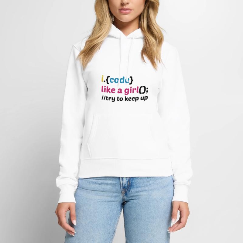 Code Like A Girl Coder Programmer Software Develop Frauen Premium Bio Hoodie