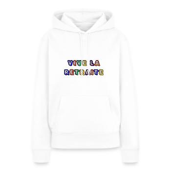 RETRAITE. RETRAITE. RETRAITEE. RETRAITE - Sweat à capuche Premium bio Femme - blanc - Devant - Julia (174cm)