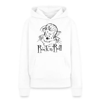 Rock'n'Roll Cat - Sweat à capuche Premium bio Femme - blanc - Devant - Julia (174cm)