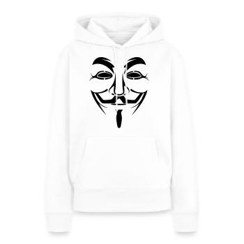 [FR] Anonymous - Sweat à capuche Premium bio Femme - blanc - Devant - Julia (174cm)