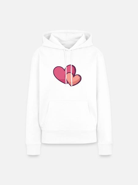 Zwei rosa Herzen - Frauen Premium Bio Hoodie - Weiß