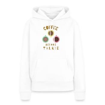 Café, Café, Café, Café, Café, Drôle - Sweat à capuche Premium bio Femme - blanc - Devant - Julia (174cm)