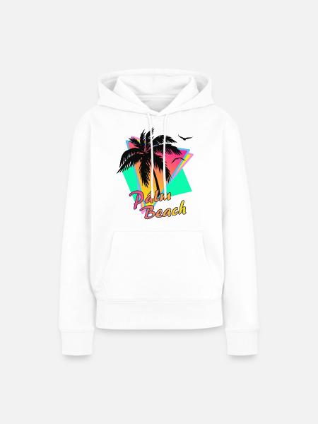 Palmenstrand - Frauen Premium Bio Hoodie - Weiß