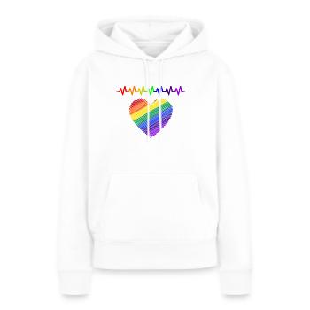 Arc-en-ciel, Arc-en-ciel, Arc-en-ciel, Arc-en-ciel, Arc-en-ciel - Sweat à capuche Premium bio Femme - blanc - Devant - Julia (174cm)