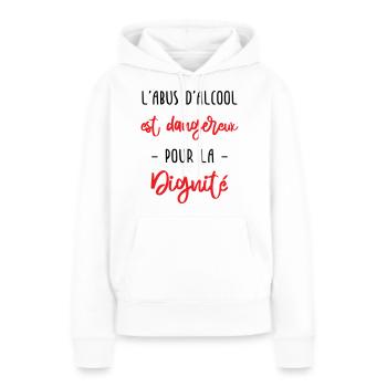 l'abus d'alcool est dangereux pour la dignité - Sweat à capuche Premium bio Femme - blanc - Devant - Julia (174cm)