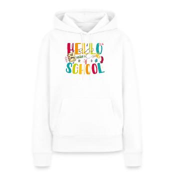 Bonjour Premier Jour D'école - Sweat à capuche Premium bio Femme - blanc - Devant - Julia (174cm)