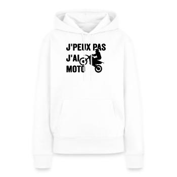 Je Peux Pas J'ai Moto Humour Cadeau Anniversaire - Sweat à capuche Premium bio Femme - blanc - Devant - Julia (174cm)