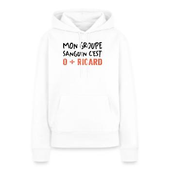 Mon Groupe Sanguin - Sweat à capuche Premium bio Femme - blanc - Devant - Julia (174cm)