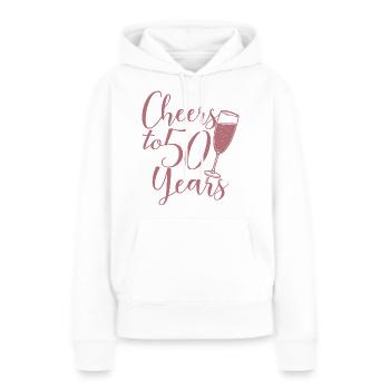 50e anniversaire Femmes pour ses acclamations à 50 ans - Sweat à capuche Premium bio Femme - blanc - Devant - Julia (174cm)
