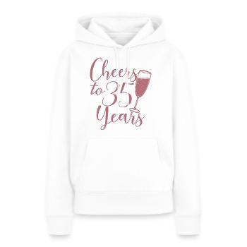 35e anniversaire Femmes pour ses acclamations à 35 ans - Sweat à capuche Premium bio Femme - blanc - Devant - Julia (174cm)