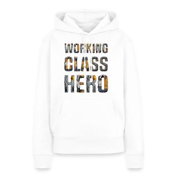 Héros de la classe ouvrière - Sweat à capuche Premium bio Femme - blanc - Devant - Julia (174cm)