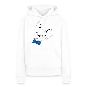 Französische Bulldogge mit blauer Fliege - Frauen Premium Bio Hoodie - Weiß - Vorne - Julia (174cm)