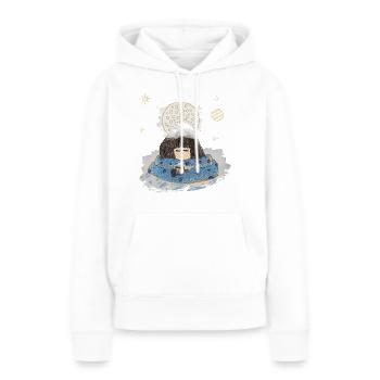 Fille sans frac avec du café - Sweat à capuche Premium bio Femme - blanc - Devant - Julia (174cm)