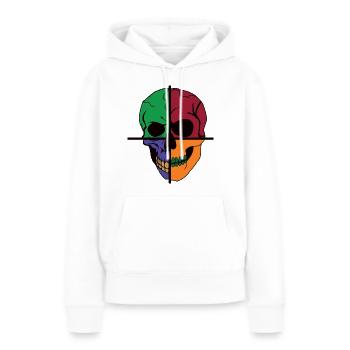 Vier geteilter Skelettschädel - Frauen Premium Bio Hoodie - Weiß - Vorne - Julia (174cm)