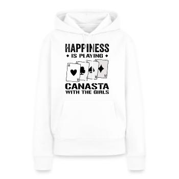 Glück beim Spielen von Canasta mit den Mädchen | Canasta - Frauen Premium Bio Hoodie - Weiß - Vorne - Julia (174cm)