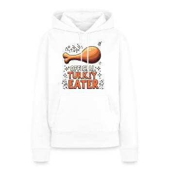 Mangeur officiel de cuisses de dinde - Sweat à capuche Premium bio Femme - blanc - Devant - Julia (174cm)