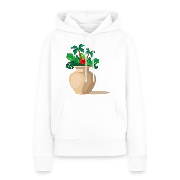 Vase Dschungel - Palmen Tropen - Frauen Premium Bio Hoodie - Weiß - Vorne - Julia (174cm)
