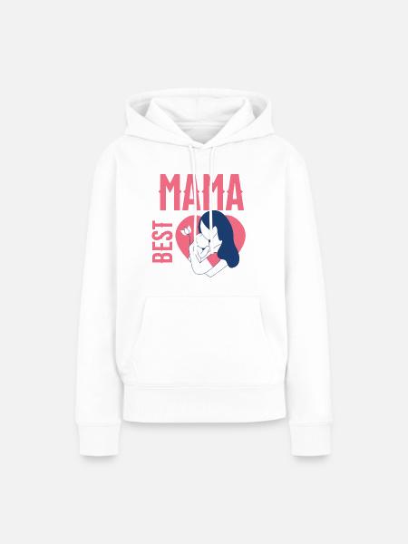 Mama Best Herzliebe - Frauen Premium Bio Hoodie - Weiß
