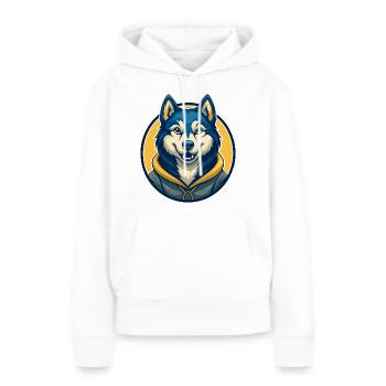 Husky Dog Kawaii Maskottchen Cartoon Clipart Logo Abzeichen - Frauen Premium Bio Hoodie - Weiß - Vorne - Julia (174cm)
