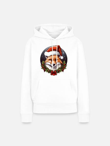 Fuchs Weihnachten - Frauen Premium Bio Hoodie - Weiß