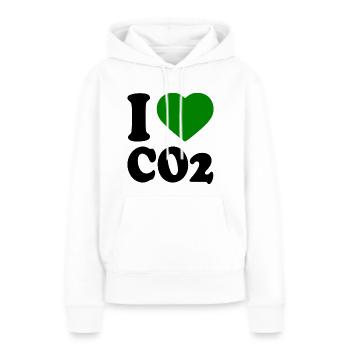 I love co2 - Sweat à capuche Premium bio Femme - blanc - Devant - Julia (174cm)