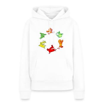 Fun Cartoon Birds Mandala/Wheel by Cheerful - Women’s Premium Organic Hoodie - white - Front - Julia (174cm)
