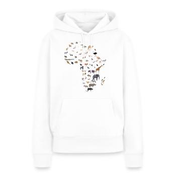 Karte der afrikanischen Tierwelt - Frauen Premium Bio Hoodie - Weiß - Vorne - Julia (174cm)