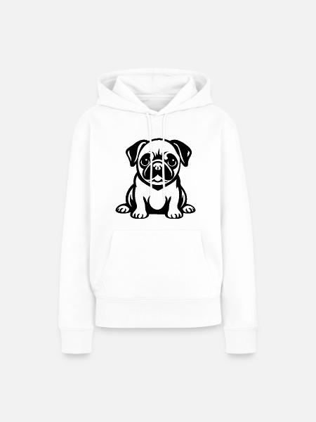 Pug Hund - Frauen Premium Bio Hoodie - Weiß