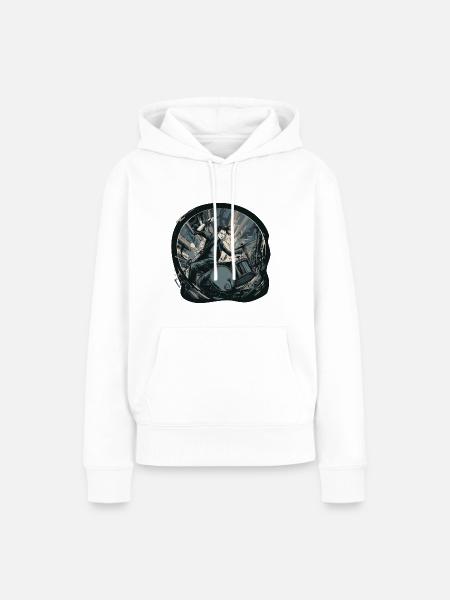 Drums crazy - Frauen Premium Bio Hoodie - Weiß