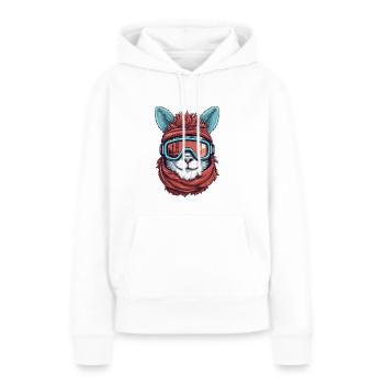 Lama Wintersport - Frauen Premium Bio Hoodie - Weiß - Vorne - Julia (174cm)
