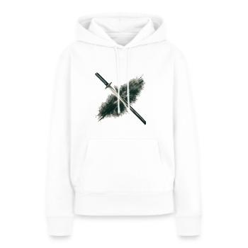 Kohlezeichnung von Katana - Frauen Premium Bio Hoodie - Weiß - Vorne - Julia (174cm)