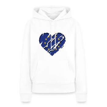 Drapeau Europe UE Euro Drapeau européen - Sweat à capuche Premium bio Femme - blanc - Devant - Julia (174cm)