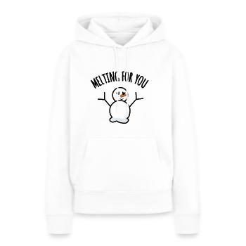 Fondre pour vous : jeu de mots bonhomme de neige - Sweat à capuche Premium bio Femme - blanc - Devant - Julia (174cm)