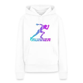 Runner - Sweat à capuche Premium bio Femme - blanc - Devant - Julia (174cm)